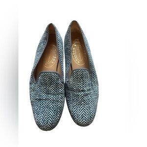 Stubbs & Wootton Chevron Black Gray Loafers, size 9.5